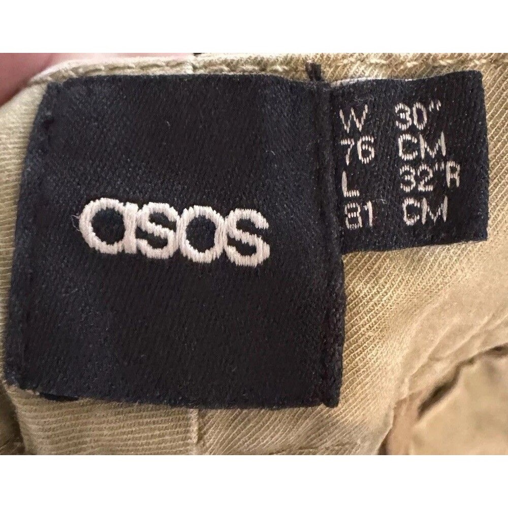 ASOS Design Men's Chino Pants‎ Tapered Cotton Khaki Size 30 X 32 Office Travel - Picture 7 of 8